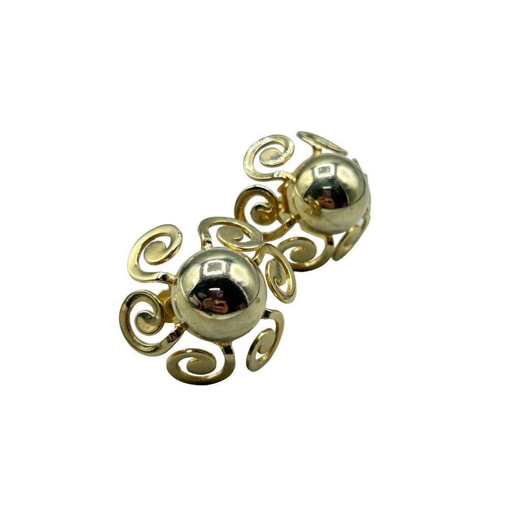 70s Large Flowers Screw Back Earrings Gold Tone Domed Floral Oversized Earrings